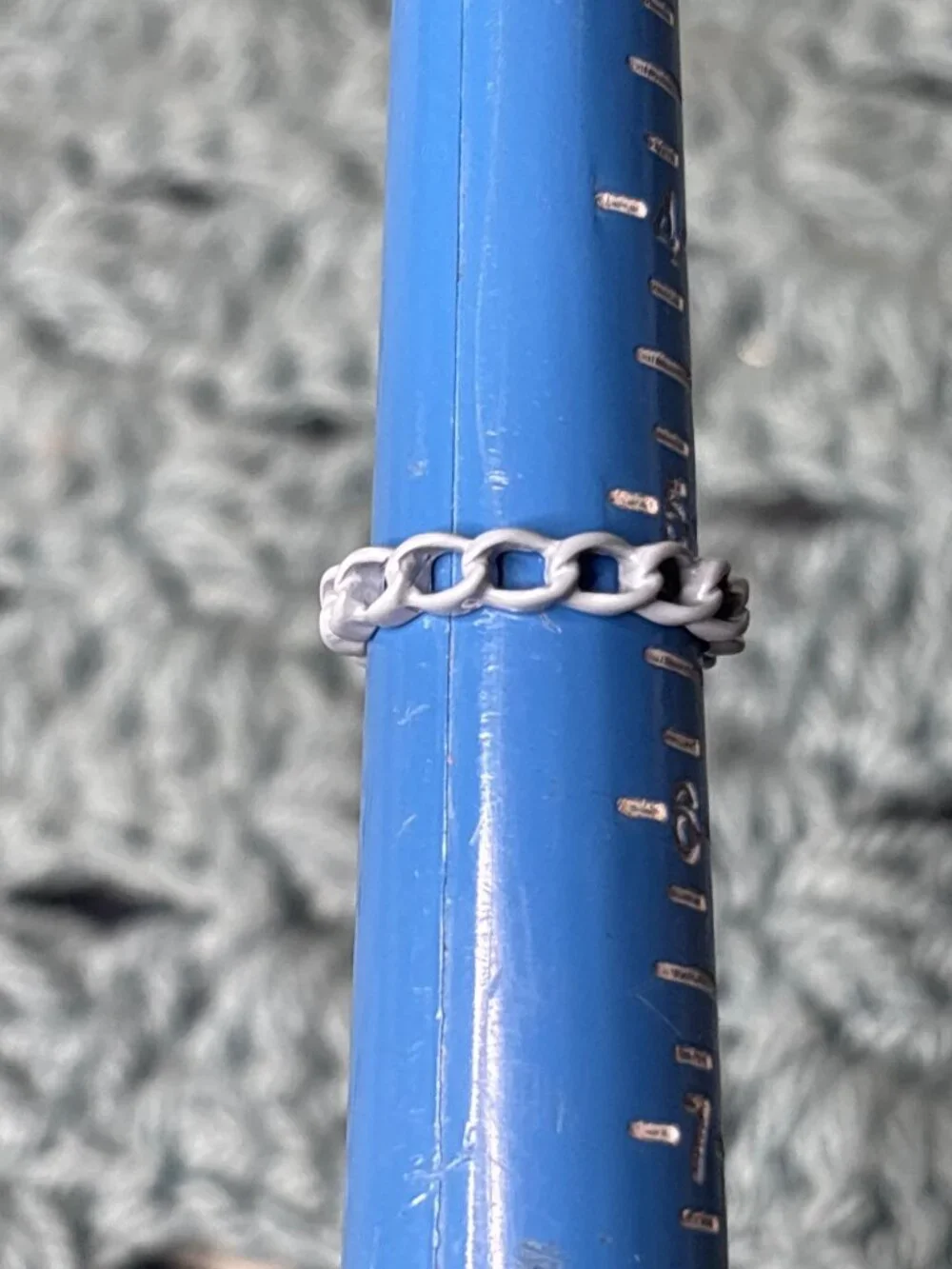 Light Blue Enameled Chain Ring Size 5.25